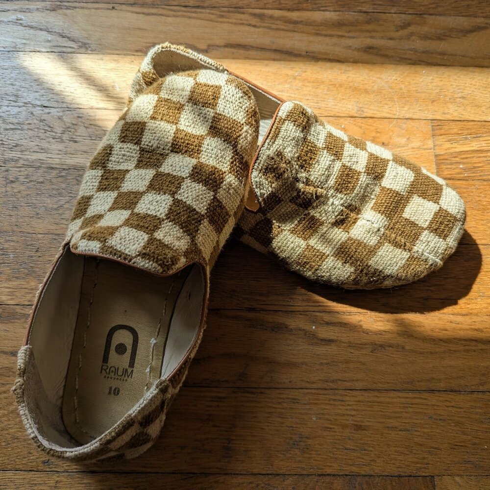 Checkered Mudcloth Woven Checkered barefoot Slip-on Slipper Clog shoes